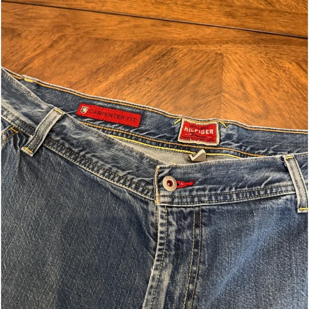 Tommy Hilfiger Red Label Carpenter Jeans Mens 36 Blue Distressed Cut Off Raw Hem